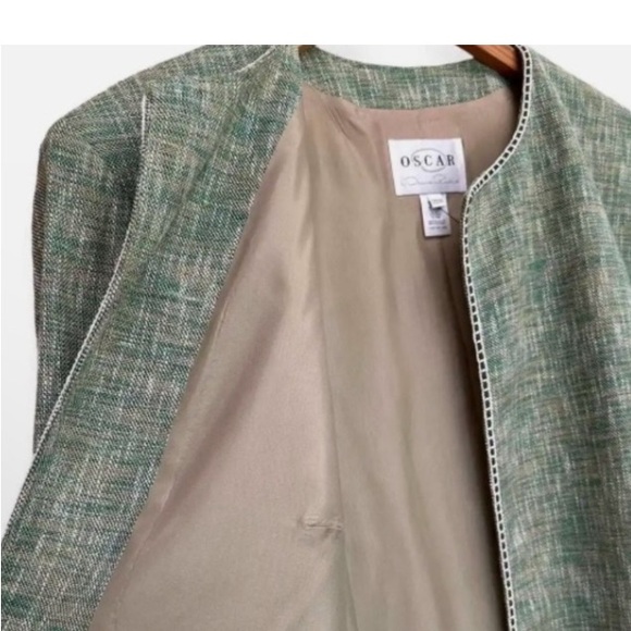 Oscar de la Renta green tweed suit. Size 4P 🎉Host Pick🎉 - Picture 3 of 5